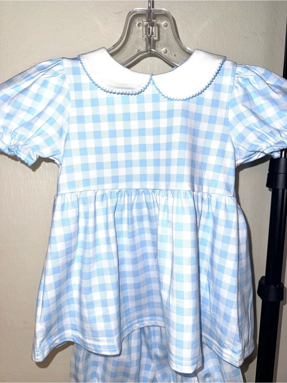 Classic Whimsy Riley Gingham Knit Bloomer Set in Blue, size 24 mos, NWT